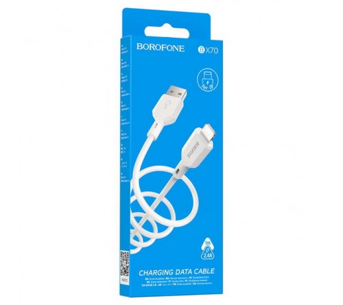 Кабель  USB - 8-pin Borofone BX 70 1.0 m,2.4A White,коробочка Пластик