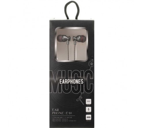 Гарнитура EarPhones E 10                  (Вакуумная)             (  9) Black  HiFi ДУ Регулятор Громкости