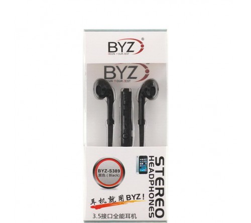 Гарнитура BYZ S    389                       (EarPods     )             (10) Black  HiFi ДУ Регулятор Громкости