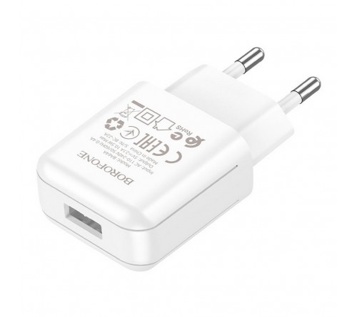 Сетевое Зарядное Устройство 220V- 1*USB выход   Borofone BA 64A  2.1A White