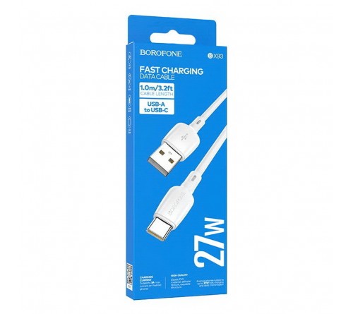 Кабель  USB - Type C Borofone BX 93 1.0 m,3.0A White,коробочка Пластик PD27W
