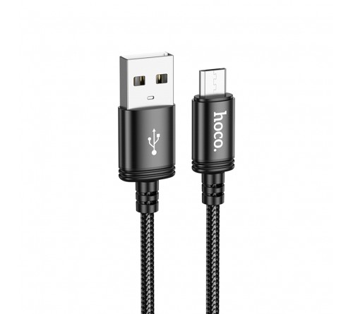 Кабель  USB - MicroUSB Hoco X 89 1.0 m,2.4A, Black,коробочка Нейлон