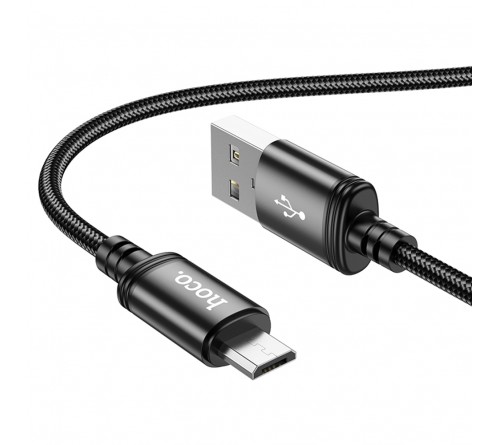Кабель  USB - MicroUSB Hoco X 89 1.0 m,2.4A, Black,коробочка Нейлон