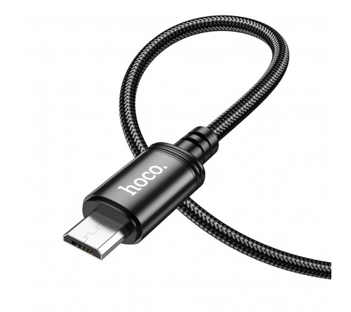 Кабель  USB - MicroUSB Hoco X 89 1.0 m,2.4A, Black,коробочка Нейлон