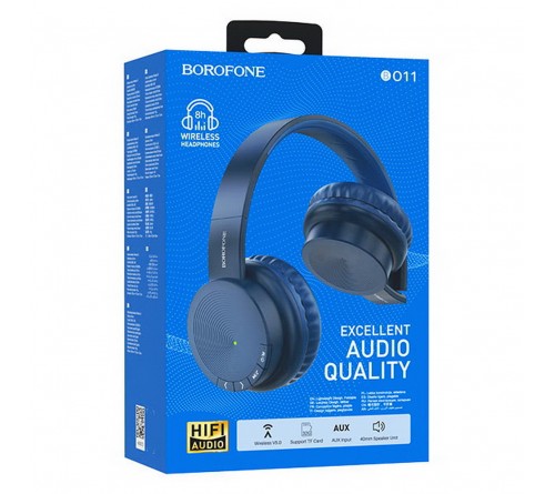 Гарнитура Borofone BO11                    (Полноразмерная)  (    ) Blue    HiFi ДУ Bluetooth v5.0, Беспроводная MP3,AUX