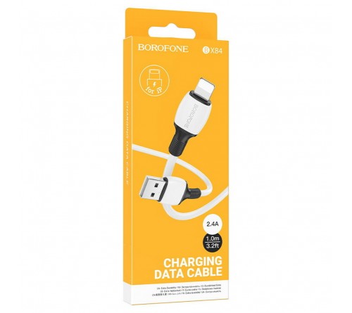 Кабель  USB - Lighting iPhone Borofone BX 84 1.0 m,2.4A White,коробочка Пластик