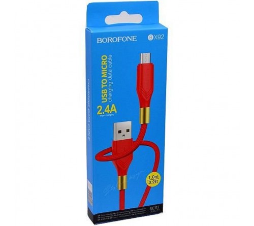 Кабель  USB - Lighting iPhone Borofone BX 92 1.0 m,2.4A Red,коробочка