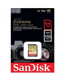 Карта памяти  SDXC    64Gb (Class  10)  SanDisk Extreme V30 UHS-1 U3 170Mb/..