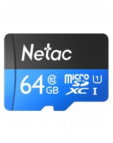 Карта памяти  MicroSDXC     64Gb (Class  10)  Netac  без Адаптера P500 Standart UHS-1 90Mb/s