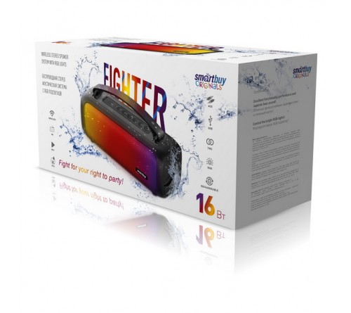 Миниспикер Smart Buy (SBS-5310) Fighter         Bluetooth FM,MP3 USB, Black 16W RGB-подсветка