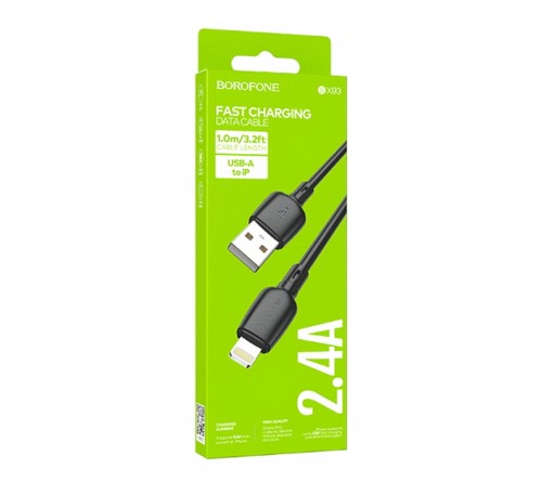 Кабель  USB - 8-pin Borofone BX 93 1.0 m,3.0A Black, коробочка, пластик PD 27W