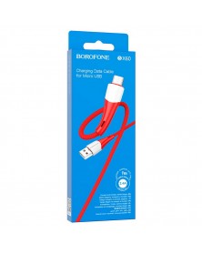 Кабель  USB - MicroUSB Borofone BX 60 1.0 m,2.4A Red,коробочка Нейлон..