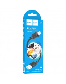 Кабель  USB - Lighting iPhone Hoco X 90 1.0 m,2.4A, Black, коробочка Силикон