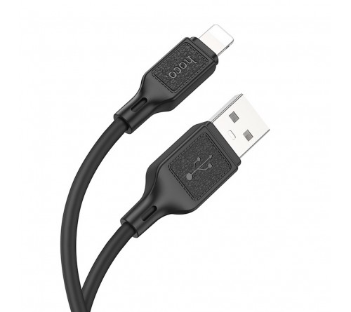 Кабель  USB - Lighting iPhone Hoco X 90 1.0 m,2.4A, Black, коробочка Силикон