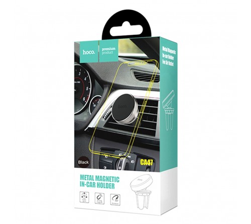 Автодержатель HOCO CA   47 Metal для смартфона, воздуховод, метал, шарнир, магнит Black