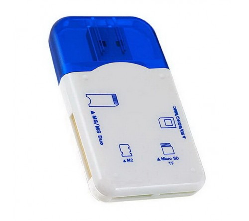 USB-картридер  Perfeo (PF-VI-R010 Blue)    SDHC,SDXC,MicroSD,MS,M2 Blue (PF_4257)
