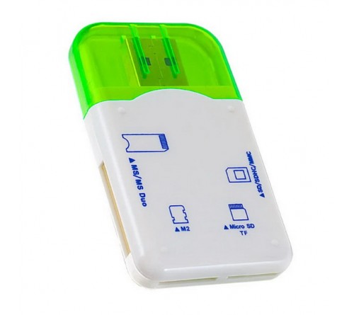 USB-картридер  Perfeo (PF-VI-R010 Green) SDHC,SDXC,MicroSD,MS,M2 Green (PF_4258)