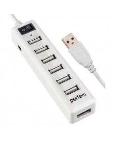 USB-концентратор Perfeo (PF-H034 White) 7 портов с выключателями (PF_C3226)..