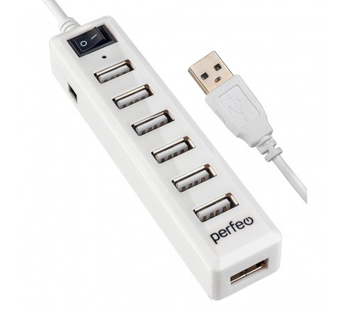 USB-концентратор Perfeo (PF-H034 White) 7 портов с выключателями (PF_C3226)