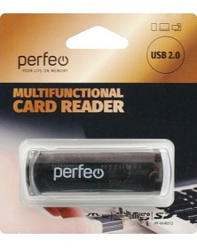 USB-картридер  Perfeo (PF-VI-R013 Black)  SDHC,SDXC,MicroSD,MS,M2 Black (PF..