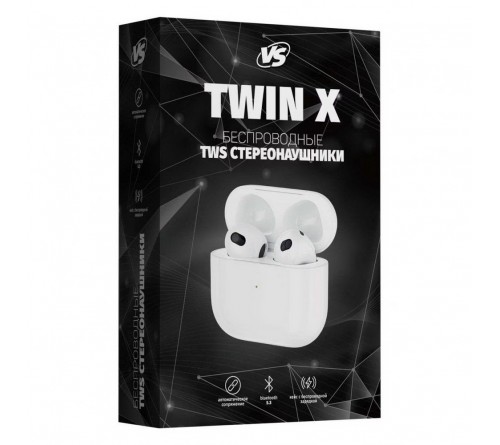 Гарнитура VS TWS TWIN X                (Вакуумная)             (10) White  HiFi Bluetooth (VS_TWS04) BT 5.0 Автосопряжение