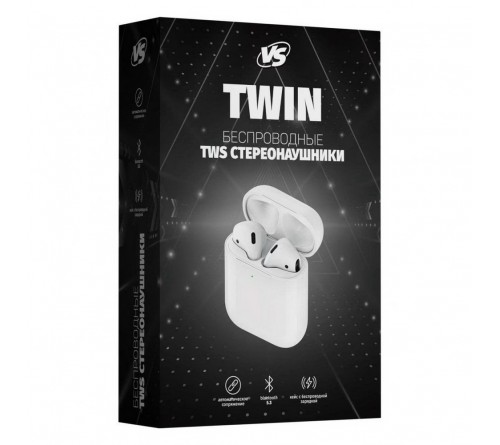 Гарнитура VS TWS TWIN                   (Вакуумная)             (10) White  HiFi Bluetooth (VS_TWS02) BT 5.0 Автосопряжение