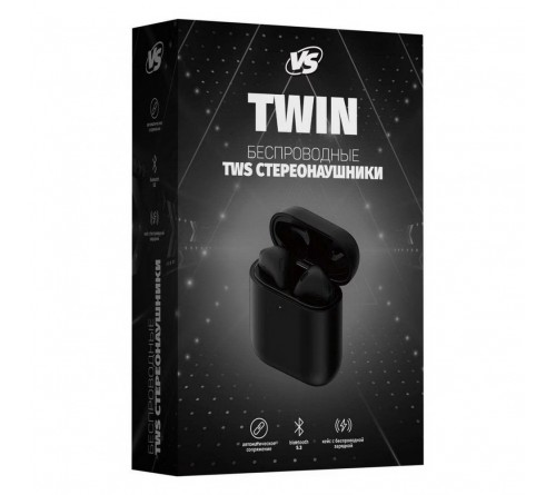 Гарнитура VS TWS TWIN                   (Вакуумная)             (10) Black  HiFi Bluetooth (VS_TWS03) BT 5.0 Автосопряжение