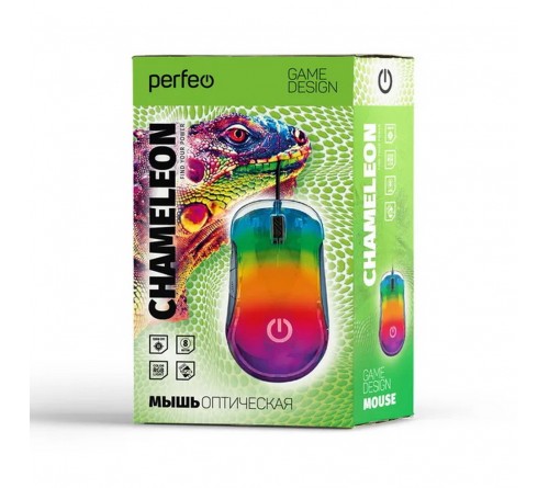 Мышь Perfeo  Chameleon               (USB,12800dpi,Optical) Black Игровая RGB Подсветка Коробка (PF_B4904)