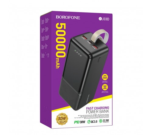 Внешний Аккумулятор Power Bank Borofone BJ  33 D                         50000 mAh 2*USB 3.0A Black  Type-C PD30W