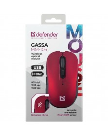 Мышь DEFENDER    105 Gassa         (Nano,1600dpi,IR-Laser) Red Беспроводная..