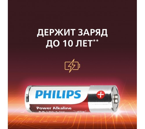 Батарейка PHILIPS            LR6 AA  Alkaline  ( 4BL) Power 1.5V ( 48/192)