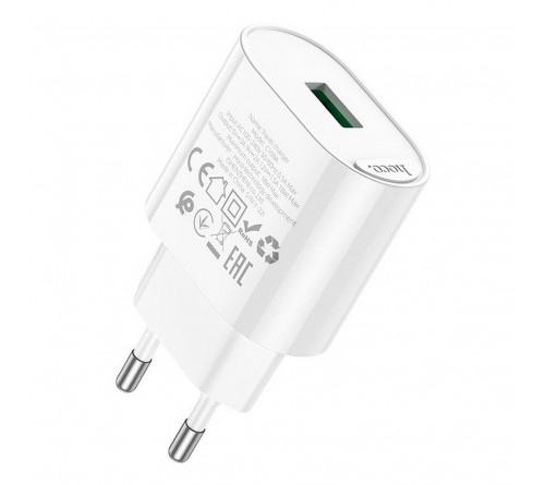 Сетевое Зарядное Устройство 220V- 1*USB выход   Hoco C109A  2.1A White QC3.0 Fast Charge