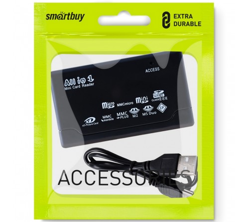 USB-картридер  SmartBuy  (SBR-999-K) Black MicroSD/SD/CF/MS/M2/MMC/xD