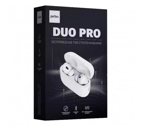 Гарнитура Perfeo TWS DUO PRO       (Внутриканальная)  (10) White  HiFi Bluetooth (PF_B4869) BT 5.3 Автосопряжение