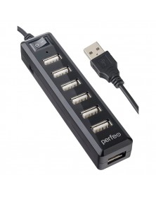 USB-концентратор Perfeo (PF-H034 Black) 7 портов с выключателями (PF_C3225)..