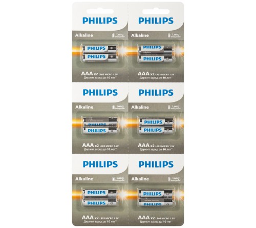 Батарейка PHILIPS           LR03 ААА  2*6 шт Alkaline Entry 1,5 V A12S-51  (12)(96)(288)