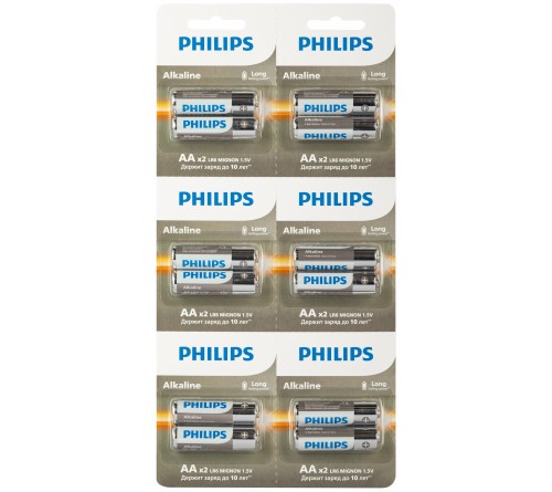 Батарейка PHILIPS            LR6 AA  Alkaline 2*6 шт Entry 1.5V A12S-51 ( 12/72/216)