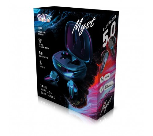 Гарнитура SmartBuy TWS Myst           (Вакуумная)             (10) Black  HiFi Bluetooth (SBH 3049) Touch-сенсор BT 5.0