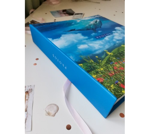 Ф/Альбом  PL-001-3   500 фото  10*15  с кармашками, пластик. листы кольца, deep blue, Поля    (6) 