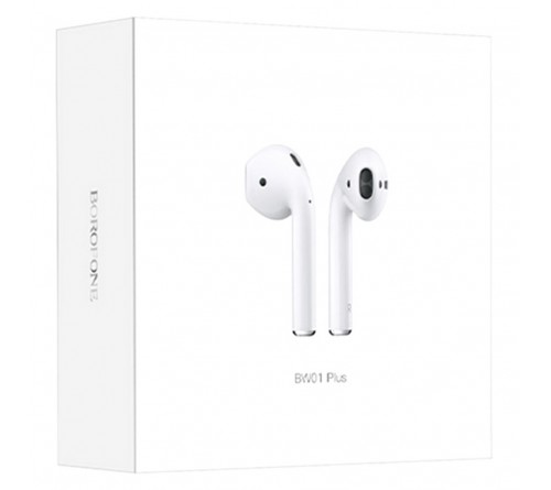 Гарнитура Borofone BW 01 TWS Plus (Внутриканальная)  (    ) White   HiFi ДУ Bluetooth v5.1,Беспроводная