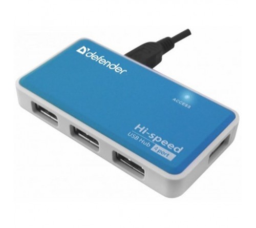 USB-концентратор DEFENDER QUADRO POWER  USB 2.0 4 порта с блоком питания 2,0A