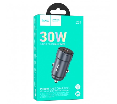 Автомобильное Зарядное Устройство 12V- 1*Type-C выход   Hoco Z  57 3.0A, Grey, QC3.0 Fast Charger PD30W