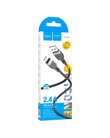 Кабель  USB - 8-pin Hoco X109 1.0 m, 2.4A, Black, коробочка Силикон