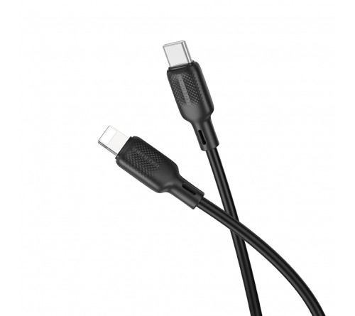 Кабель  Type C - 8-pin Borofone BX113 1.0 m,3.0A, Black, коробочка Силикон, PD 27W