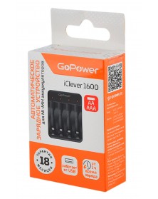 Зарядное устройство  GoPower iClever1600 Ni-MH/Ni-Cd 4 слота (1/40/80)