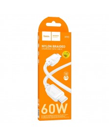 Кабель  Type-C - Type-C Hoco X113 1.0 m, 3.0A, White, коробочка Нейлон PD 60W