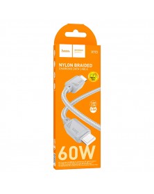 Кабель  Type-C - Type-C Hoco X113 1.0 m, 3.0A, Grey, коробочка Нейлон PD 60W