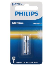 Батарейка Сигналка  Philips LR27/A27/MN27 BL1 Alkaline 12V (1/20/200)..
