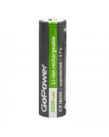Аккумулятор   Li-ion GoPower ICR18650 PC1 3.7V 2500mAh с ЗАЩИТОЙ, ВЫСОКИЙ к..