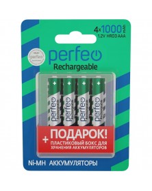 Аккумулятор PERFEO      R03 AAA BL4 NI-MH 1000mAh + BOX  1.2v (4/40)
